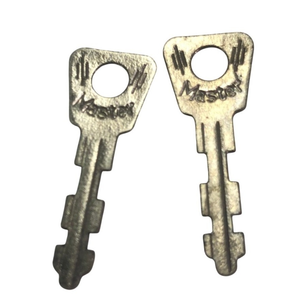 Vintage Master Lock Padlock Keys Set of 2 Silver Tone Metal Replacement Hardware